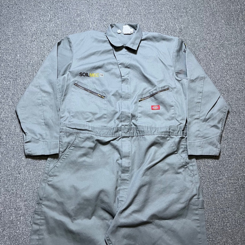 Dickies Coveralls Jumpsuit 50 Tall Gray Soilmec Workwear Mechanic Utility